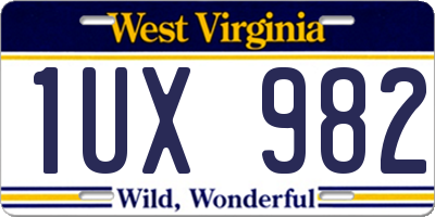 WV license plate 1UX982