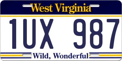 WV license plate 1UX987