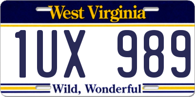 WV license plate 1UX989