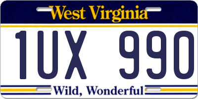 WV license plate 1UX990
