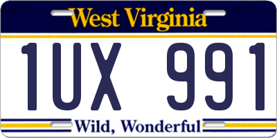 WV license plate 1UX991
