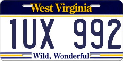 WV license plate 1UX992