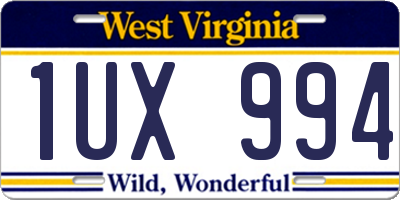 WV license plate 1UX994
