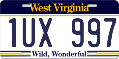 WV license plate 1UX997