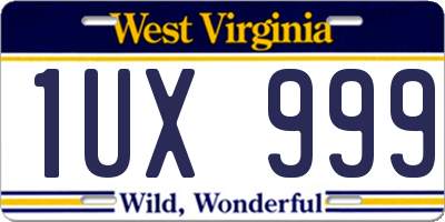 WV license plate 1UX999