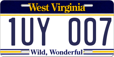 WV license plate 1UY007
