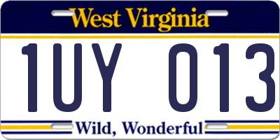 WV license plate 1UY013