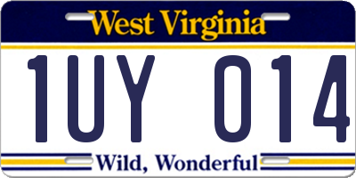 WV license plate 1UY014