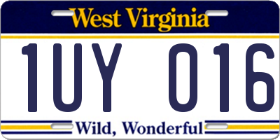 WV license plate 1UY016
