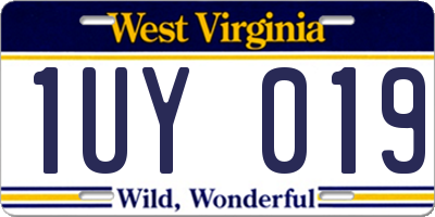 WV license plate 1UY019