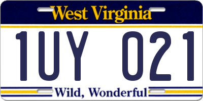 WV license plate 1UY021