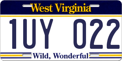WV license plate 1UY022