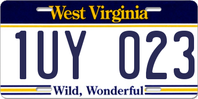 WV license plate 1UY023