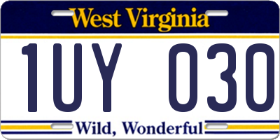 WV license plate 1UY030