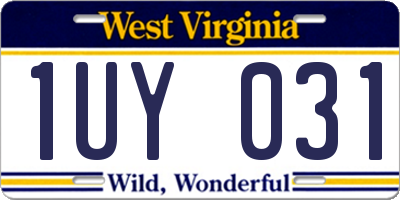 WV license plate 1UY031