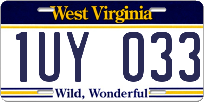 WV license plate 1UY033