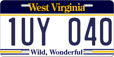 WV license plate 1UY040