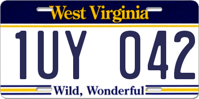 WV license plate 1UY042