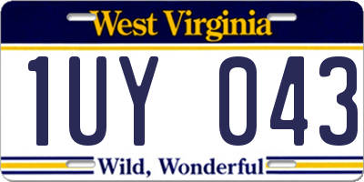 WV license plate 1UY043