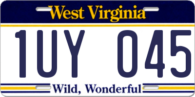 WV license plate 1UY045