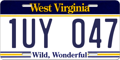 WV license plate 1UY047
