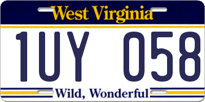 WV license plate 1UY058