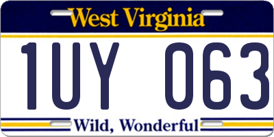 WV license plate 1UY063