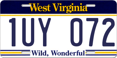 WV license plate 1UY072