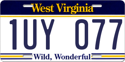 WV license plate 1UY077