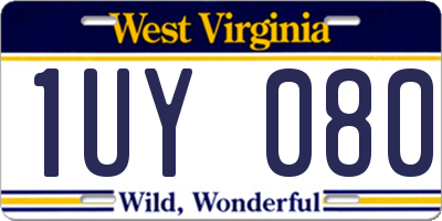 WV license plate 1UY080