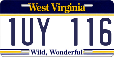 WV license plate 1UY116