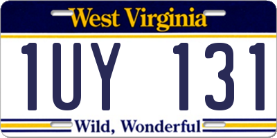 WV license plate 1UY131