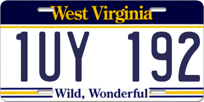 WV license plate 1UY192