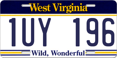 WV license plate 1UY196