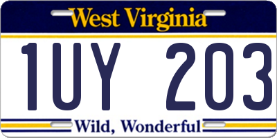 WV license plate 1UY203