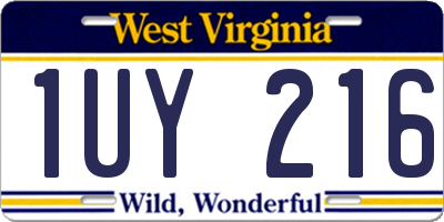 WV license plate 1UY216