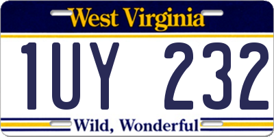 WV license plate 1UY232