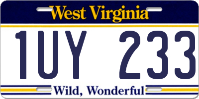 WV license plate 1UY233