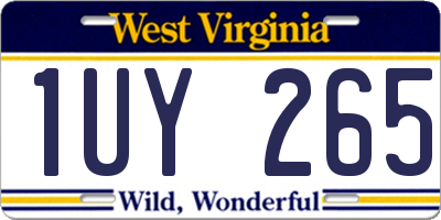 WV license plate 1UY265