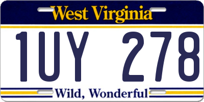 WV license plate 1UY278