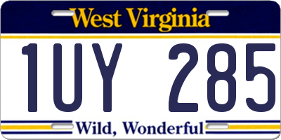 WV license plate 1UY285
