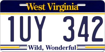 WV license plate 1UY342