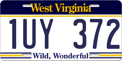 WV license plate 1UY372