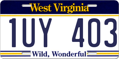 WV license plate 1UY403