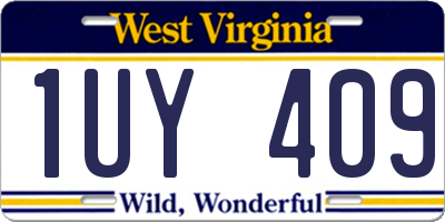 WV license plate 1UY409