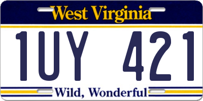 WV license plate 1UY421
