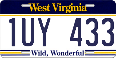 WV license plate 1UY433