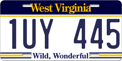 WV license plate 1UY445