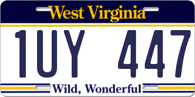 WV license plate 1UY447