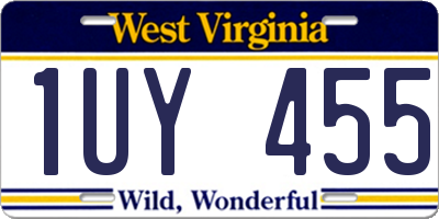 WV license plate 1UY455